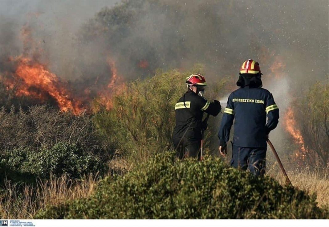 Πυρκαγιά σε ξερά χόρτα έξω από τη Θεσσαλονίκη