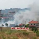 Πυρκαγιά σε εξέλιξη στην Αρχαία Νεμέα κοντά σε σπίτια