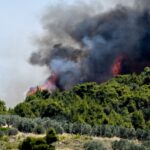 Πυρκαγιά σε εξέλιξη σε δασική έκταση στην περιοχή Παρθενώνας στην Χαλκιδική