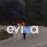 Εύβοια: Πυρκαγιά σε αυτοκίνητο – Καίγεται το δάσος