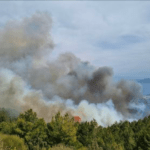 Μεγάλη επιχείρηση της πυροσβεστικής για πυρκαγιά σε δασική έκταση πλησίον της Μονής Βροντά στη Σάμο