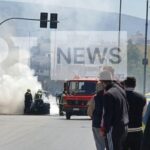 Πυρκαγιά σε βανάκι κλειστού τύπου έξω από το Μετρό στο Αιγάλεω