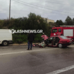 Σφοδρή σύγκρουση ΙΧ με βανάκι στην εθνική οδό Χανίων-Ρεθύμνου