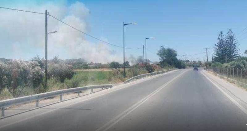 Πυρκαγιά σε χορτολιβαδική έκταση στην περιοχή Αντιμάχεια της νήσου Κω