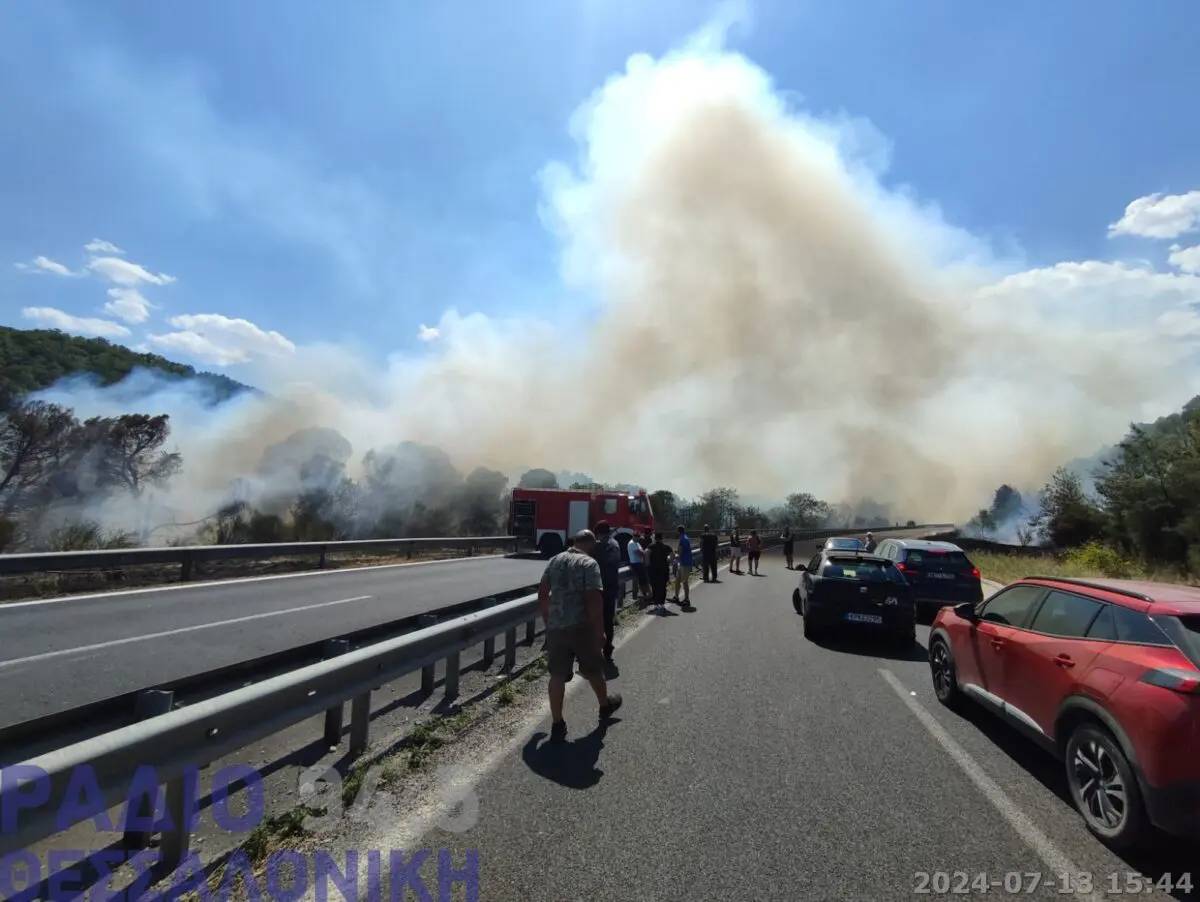 Πυρκαγιά σε δασική έκταση στο 37ο χλμ Ε.Ο. Θεσσαλονίκης – Σερρών στον Λαγκαδά Θεσσαλονίκης