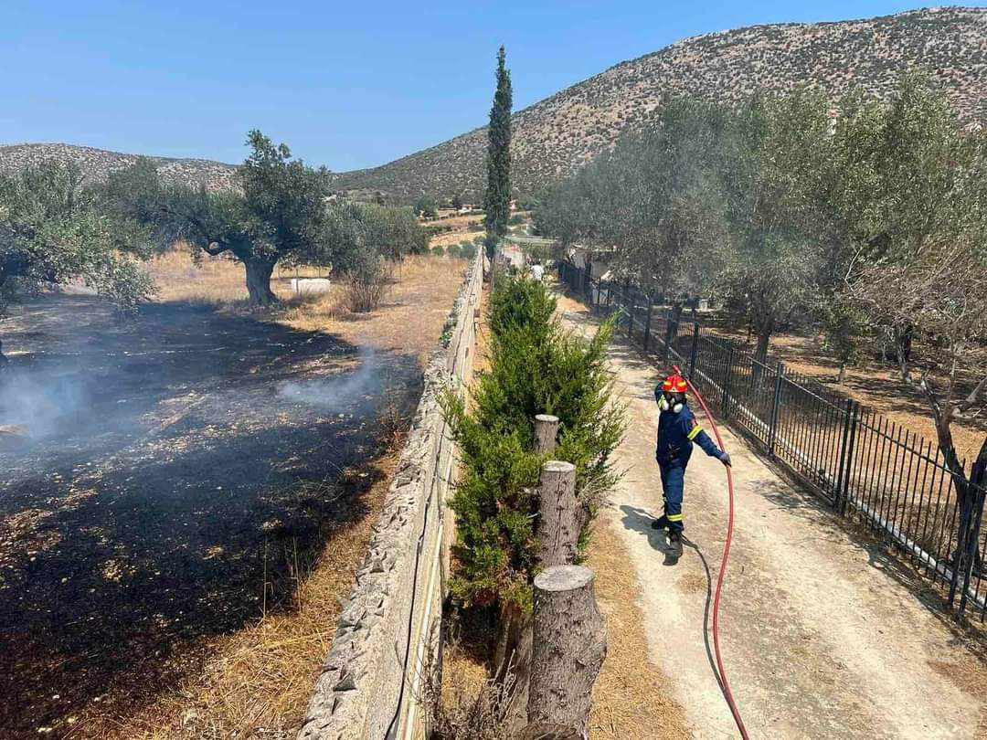 Πυρκαγιά σε χαμηλή βλάστηση στο Μαρκόπουλο Αττικής